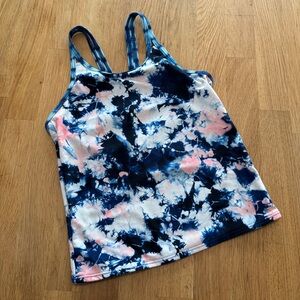 Athleta Girl MEDIUM 8/10 Blue Festival Tie Dye Tankini Top